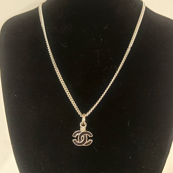 CHANEL Silver Pendant CC Necklace AUTHENTIC - Picture 2 of 10